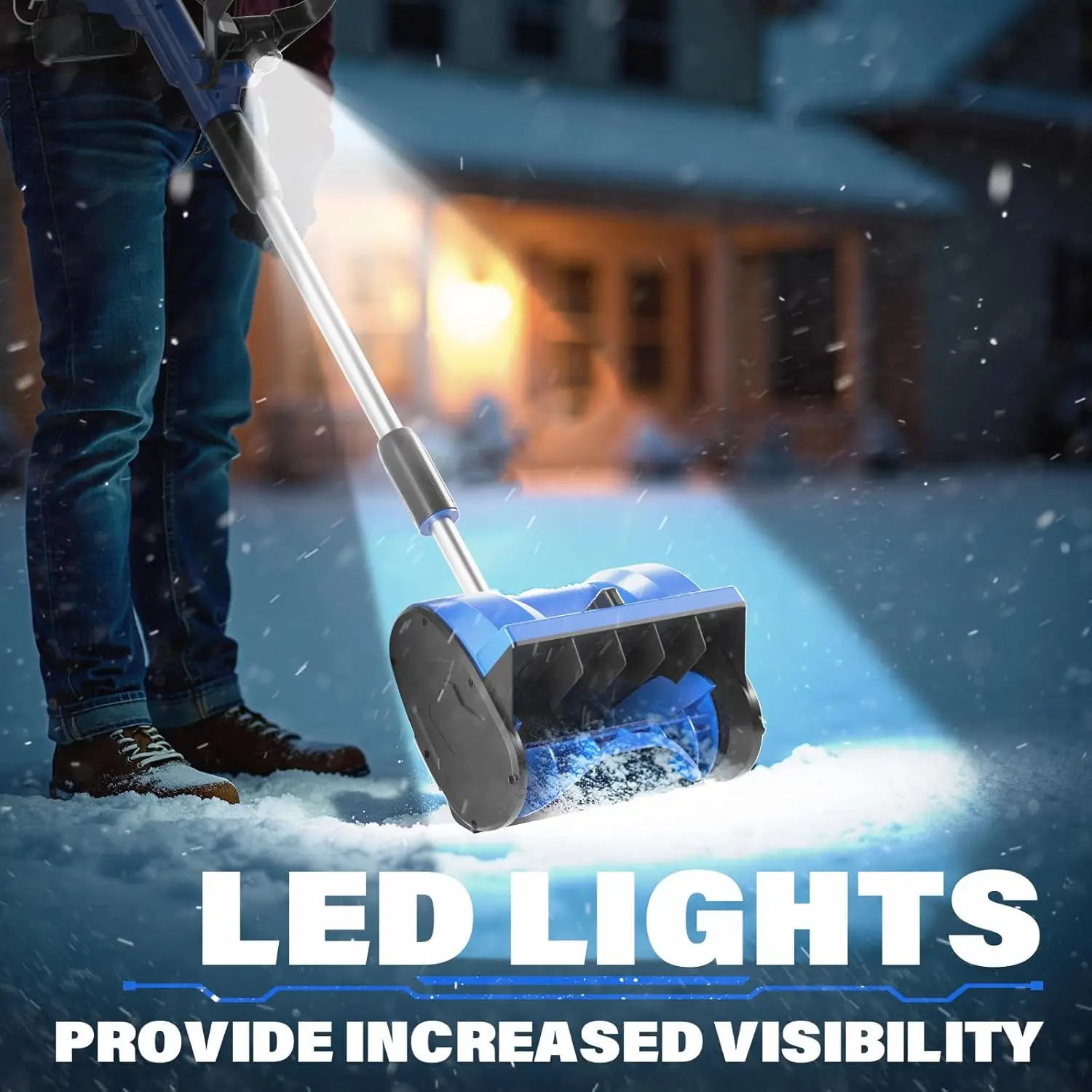 Electric Snow Shovel Cordless, 20V 12-Inch Electric Snow Blower, Snow Shovel for Driveway with Handle LED Light