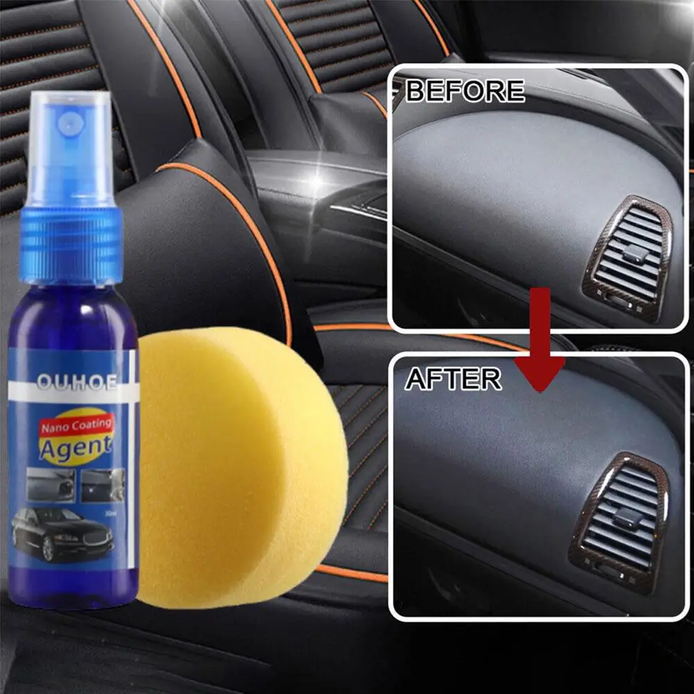 Car Nano Coating Agent for All Plastic Leather Parts Dust Remover Car Polish Cleaning Spray Interior Cleaning Tools