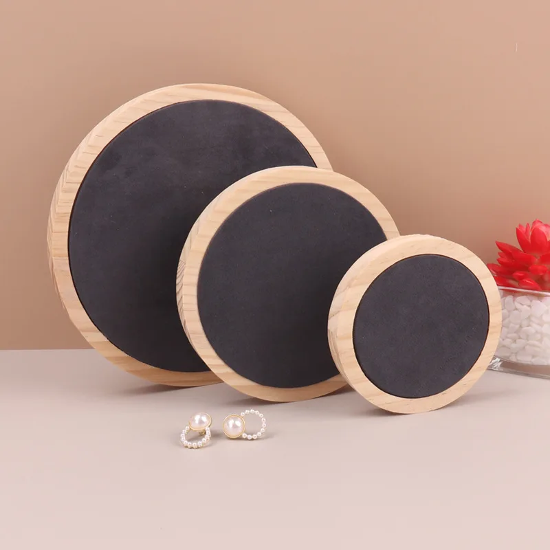 Round Wooden Stool Jewelry Display Props Creative Jewelry Display Stand Jewelry Display Three-piece Set