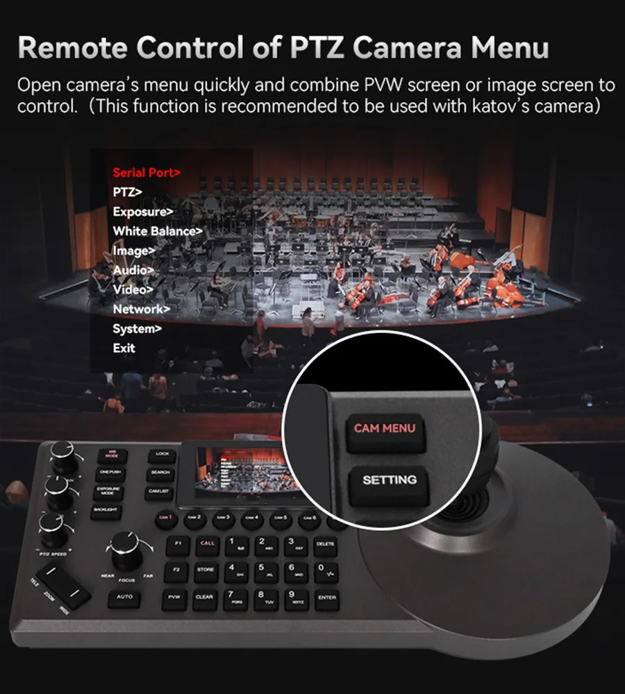 4D Joystick Keyboard NDI POE PTZ Controller 3'' LCD Screen Real-time Preview PTZ Camera Joystick Controller Control 255 Presets