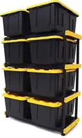 Black & Yellow, Shelving Unit and Heavy Duty Storage Containers, Extremely Durable (Shelf + 27 Gallon Container (8-Pack)) 1