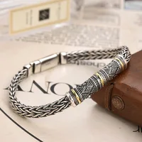 Bracelet chaîne de quille tressé pour hommes, Bracelets à maillons Vintage, tendance Hip Hop, bijoux masculins, cadeau pour petit ami 3