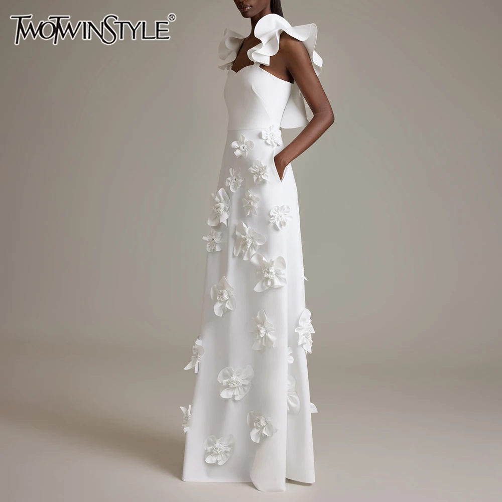 sillysis - Two-Tone Embroidered Chain Dress