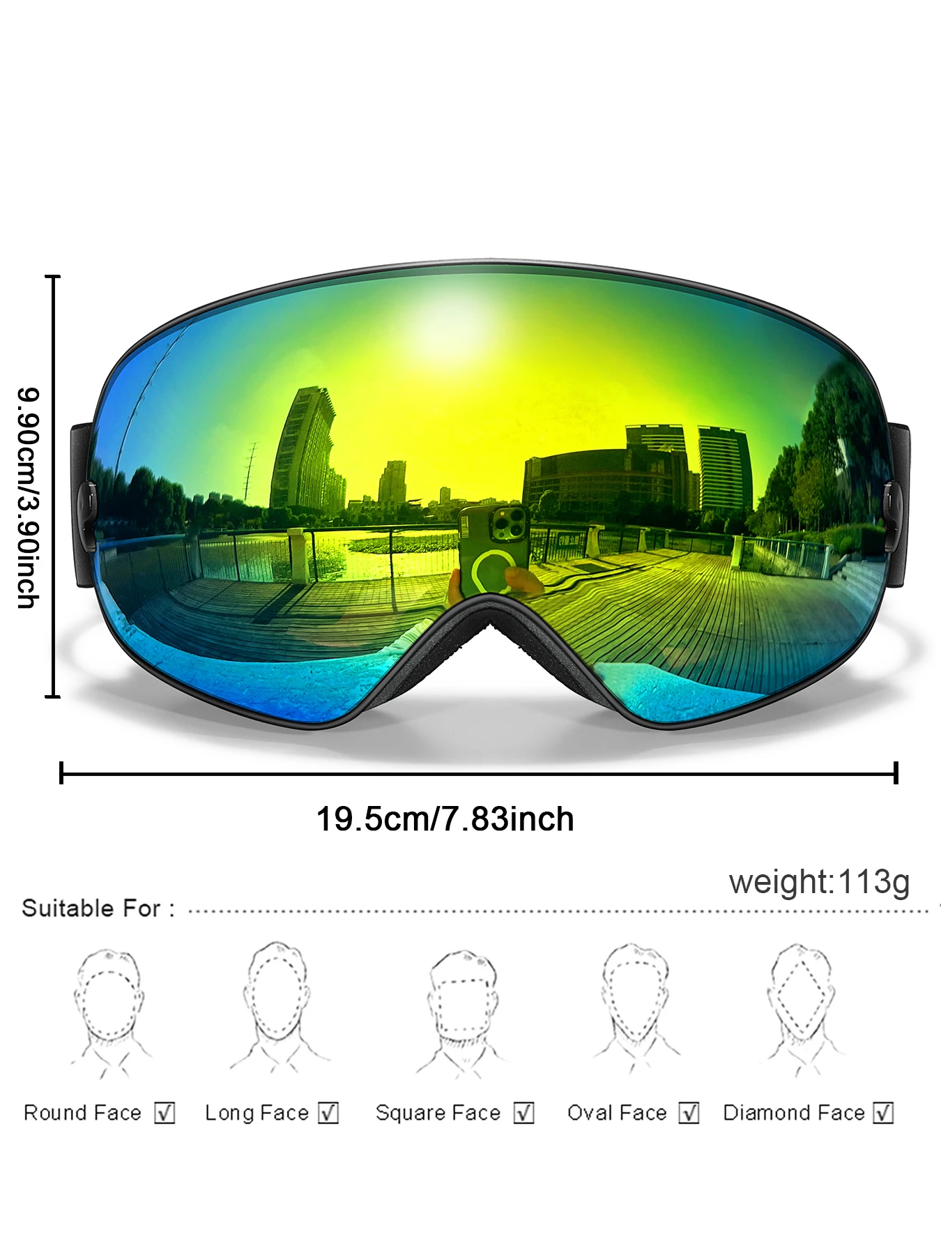 Winter Snow Ski Goggles Double Layers Anti-fog Classic Skiing Mask UV400 Big View Snowboard Snowmobile Glasses Unisex Free Box 4
