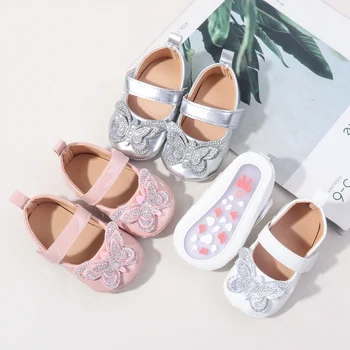Scarpe da principessa per neonate Scarpe da passeggio per esterni antiscivolo con fiocco a farfalla di perle Nuovo design 2025 Vendita calda 1