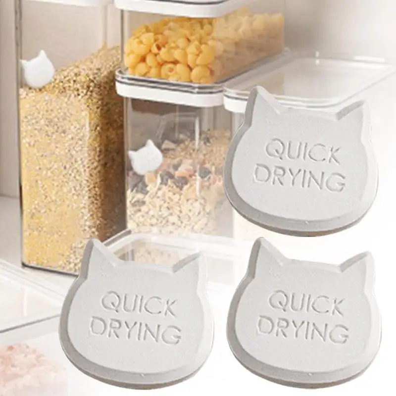 Drying Blocks For Pet Food Reusable Moisture Packs 3x Cute Cat Head Moisture Absorber Small Drying Strip For Pet Food Storage