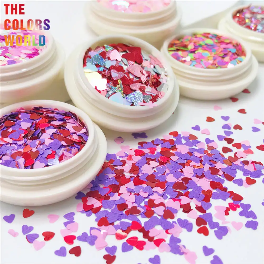 TCT-063 발렌타인 데이 믹스 하트 글리터 네일 아트 장식, 화장품 메이크업 페이스 페인트, 바디 아트 글리터 네일 살롱 장식