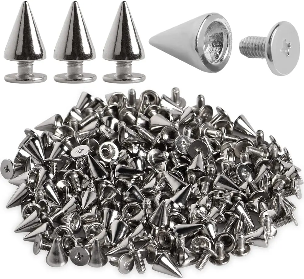 Description Picture 2 of itemRound Cone Spikes Metal Tree Spike Screwback Studs DIY Handcraft Punk Garment Rivets Decoration for Clothes Shoes Accessories