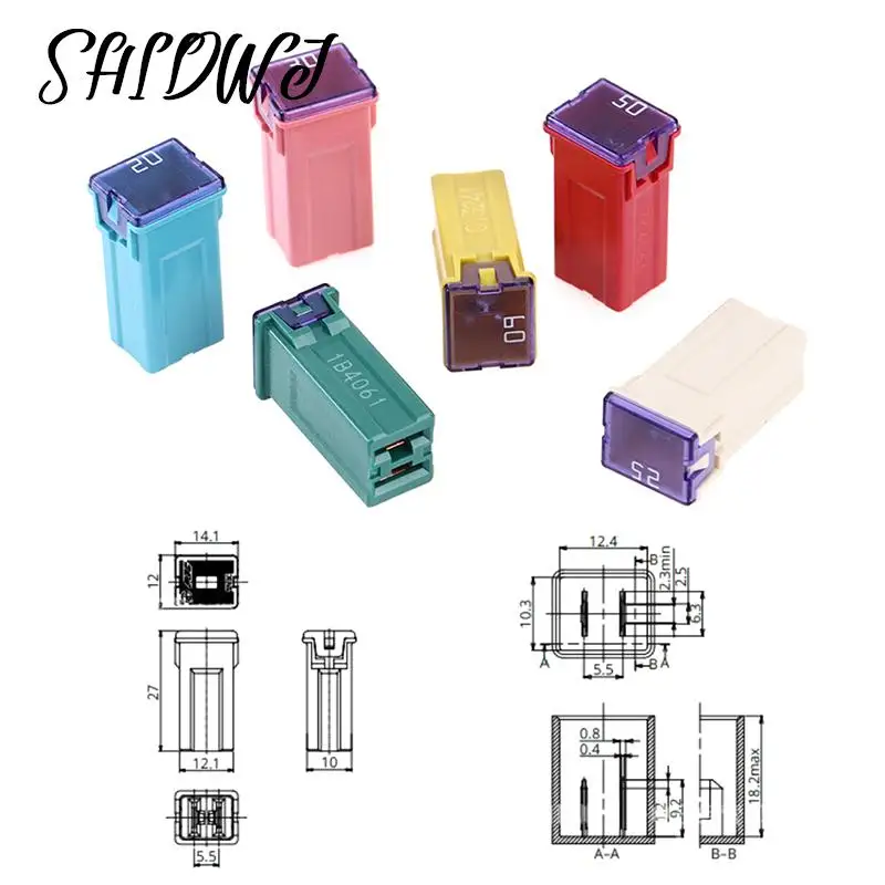 1Pcs Mini Square Fuse 20A 30A 40A 50A 60A Set Automotive Car Fuse with Plastic Box Assortment Auto car fuses kit