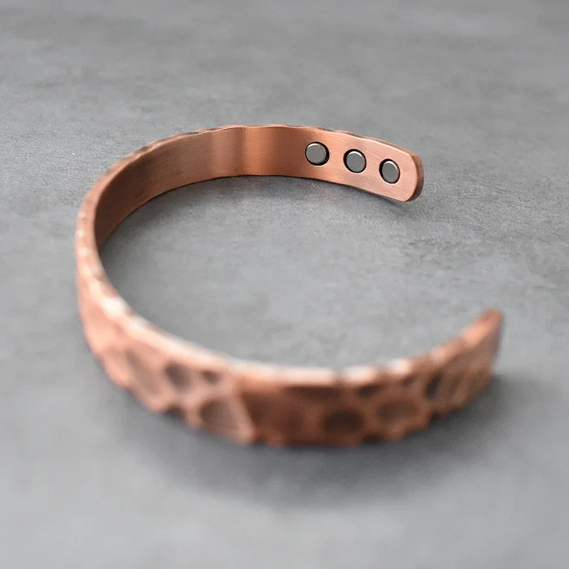 Pure Copper Irregular Surface Magnetic Bracelet Arthritis Therapy Energy Bangle Jewelry Pain Relief Bio Magnetic Bangles Men bangle bracelet magnetic bracelet