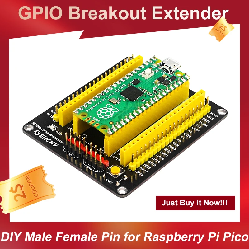 

Raspberry Pi Pico Expansion Board GPIO Breakout Extender DIY Male Female Pin with Switch for Raspberry Pi Pico