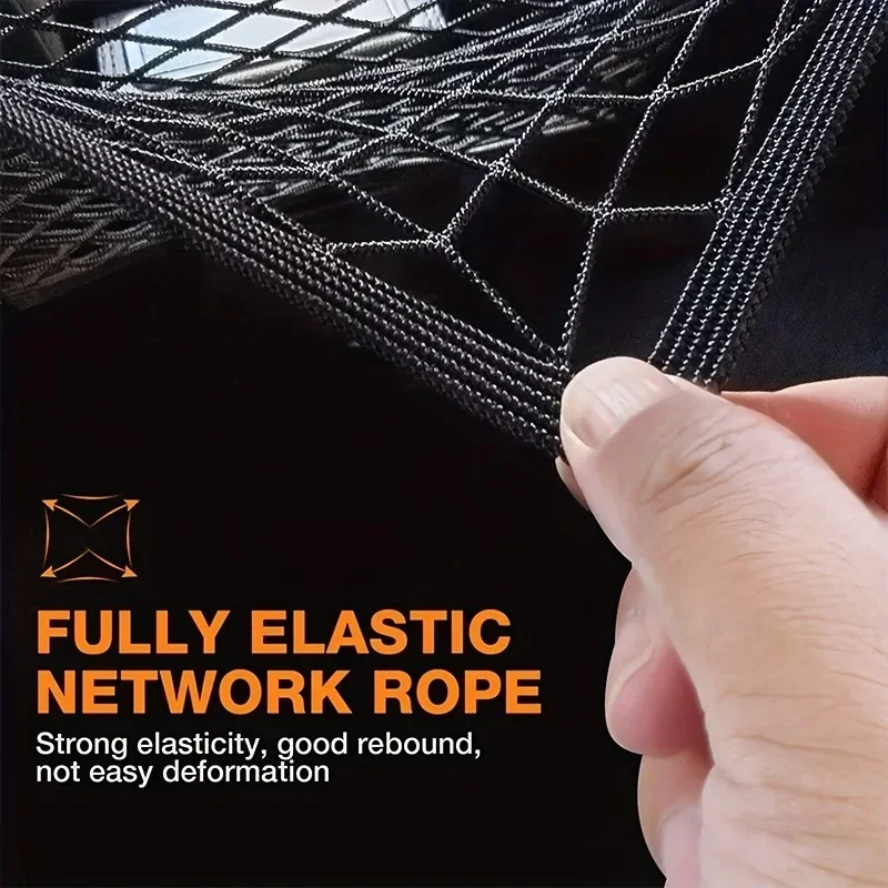 Heavy-Duty Motorcycle Cargo Net 10"x11" - Double Layer Elastic Helmet &Luggage Storage Net with Metal Hooks for Secure Transport