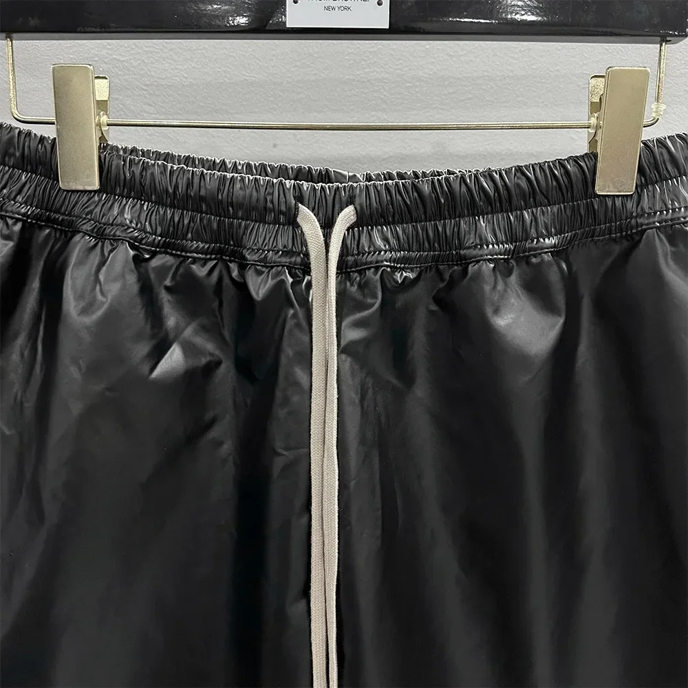 Designer Rick Pants 24ss New Summer Owens Shorts For Men PU Leather Short Pants Drawstring Straight Casual RO Short Pants 3