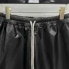 Designer Rick Pants 24ss New Summer Owens Shorts For Men PU Leather Short Pants Drawstring Straight Casual RO Short Pants 3