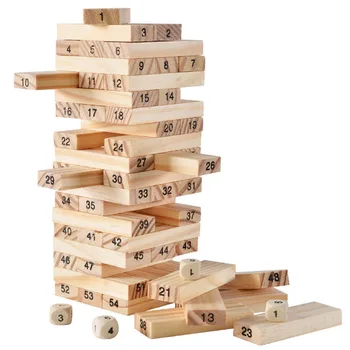 54Pcs Building Blocks Toy Funny Mini Wooden Tower Hardwood Domino Stacker Extract Montessori Educational Game Kid Christmas Gift 1