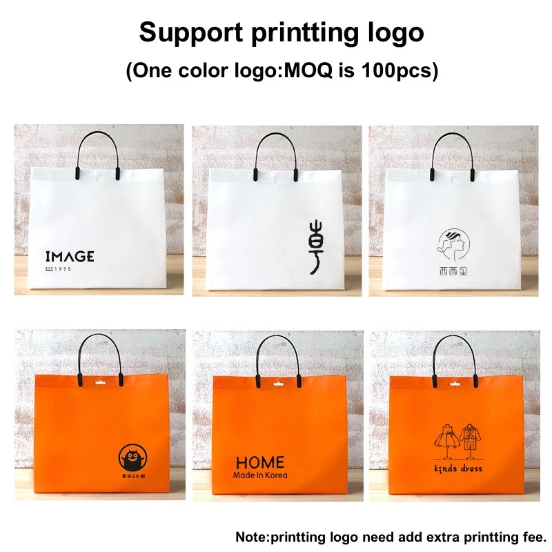 StoBag 10pcs Orange Non-woven Tote Bags Shopping Fabric Woman Fashion Eco Storage Reusable Large Pouches Custom Logo(Extra Fee) 5