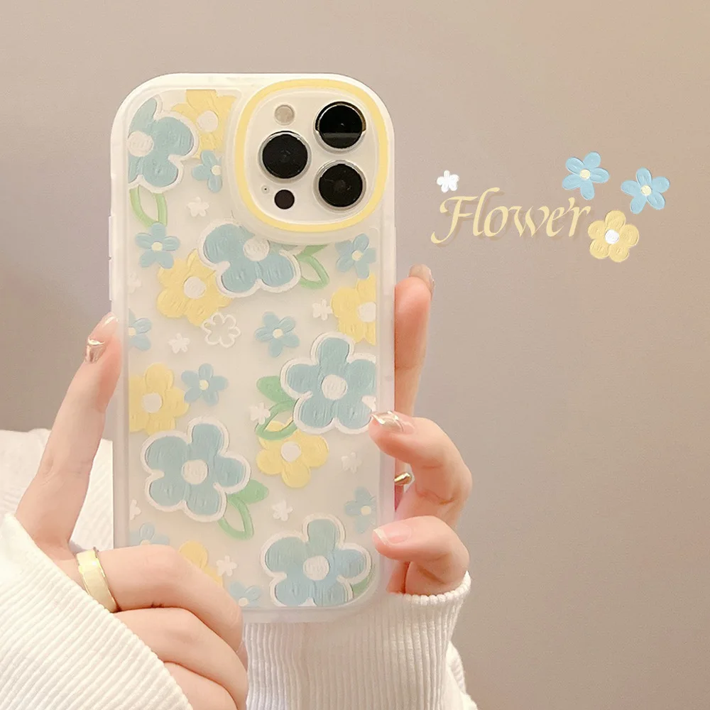 Cartoon süß für iPhone 15 Hülle 11 12 14Pro max 13 Mini 7 8Plus SE 2020 XR XS X stoßfeste Softshell kleine Blumenhülle – Detail 16