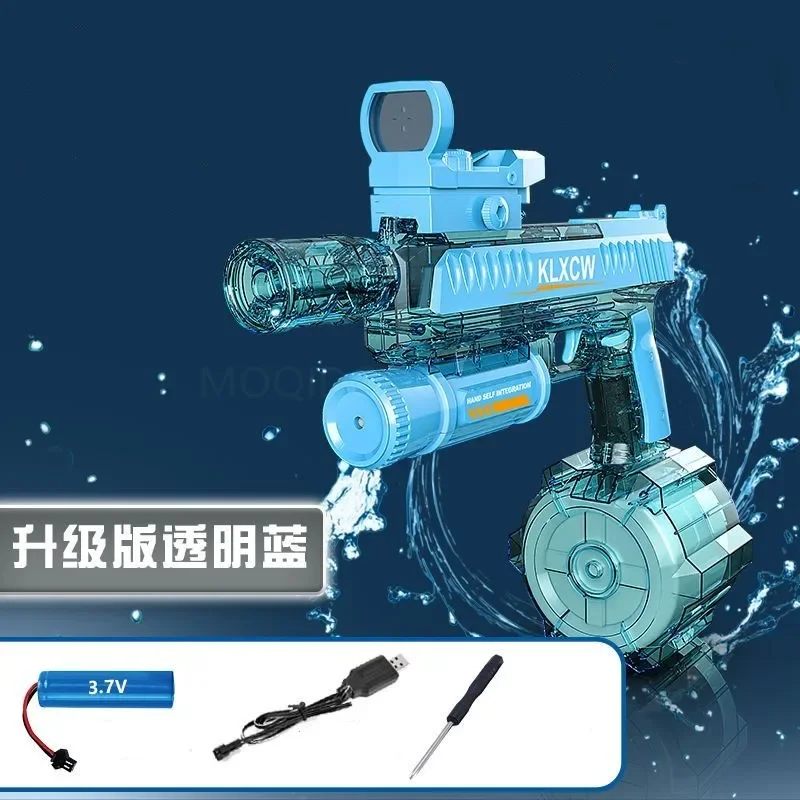 Summer Fully Automatic Burst Water Gun Toy With Light Electric Scope Shooting Water Pistol Beach Swimming Pool Toy for Kids Gift
