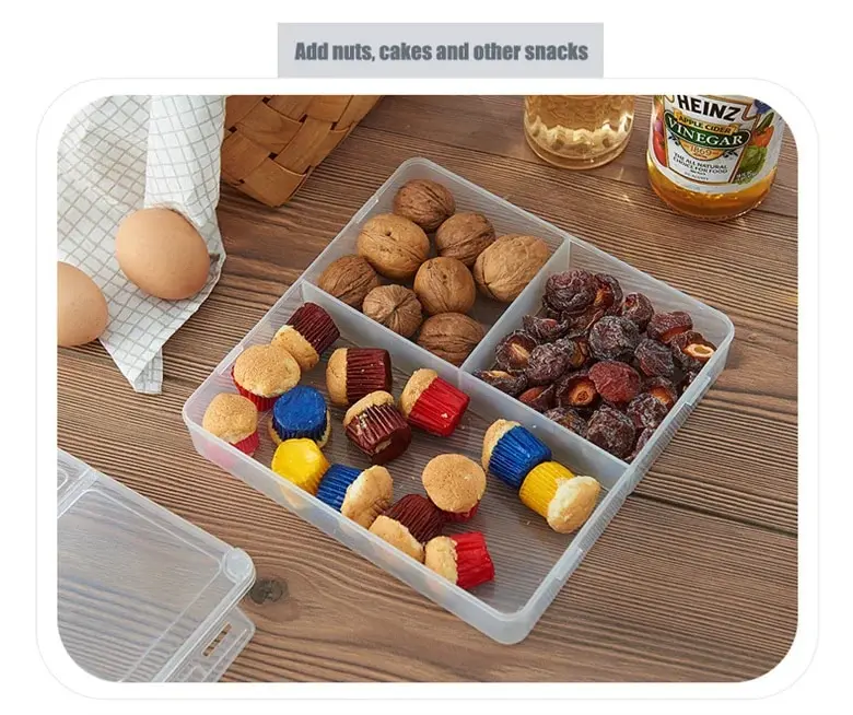 3 Grids Food Storage Box Container Fruit Vegetable Refrigerator Freezer Organizers Sub-Packed Meat Ginger Kitchen Accessories