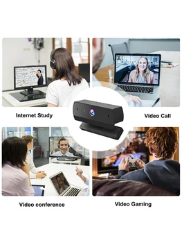 Webcam con Doppio Microfono 1080P 60fps 1440P 30fps FHD, Mini Telecamera USB per PC e Laptop, Plug and Play