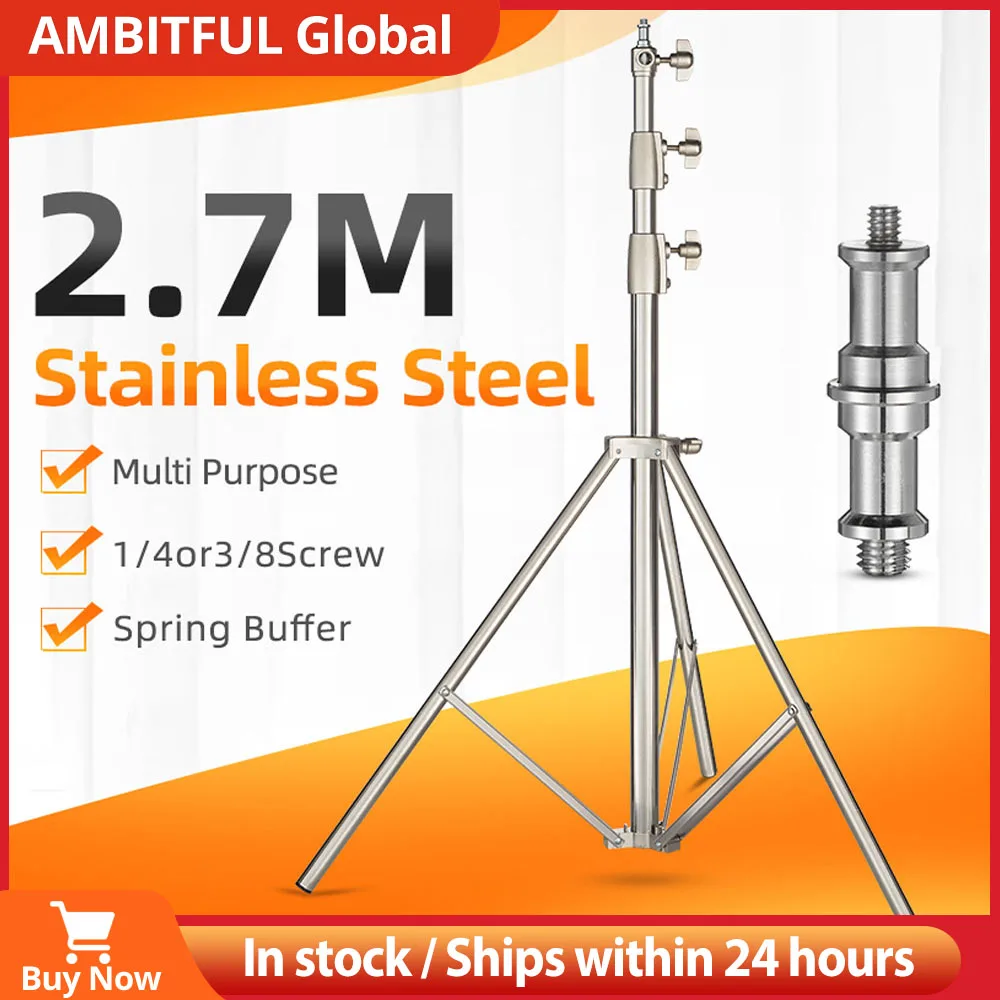 Stainless Steel 2.7M Heavy Duty Light Stand Tripod with for Photo Studio Softbox Video Flash Umbrellas Reflector Lighting