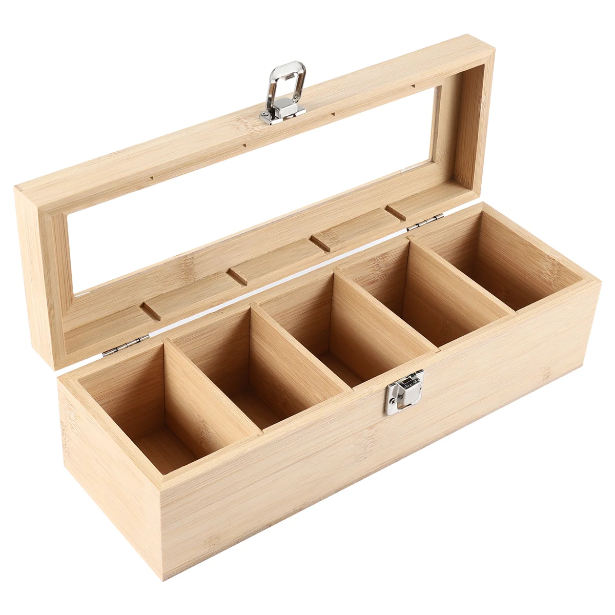 

Bamboo System Tea Bag Jewelry Organizer Storage Box 5 Compartments Tea Box Organizer Wood Sugar Packet Container