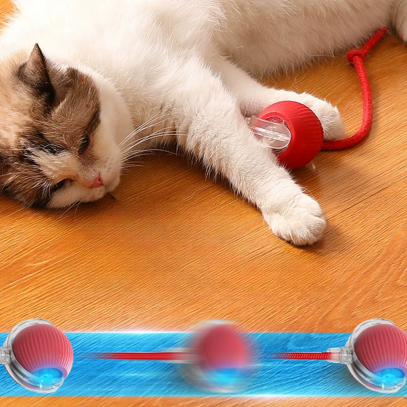 Cat Interactive Ball Toys Cat Interactive Ball Toy Automatic Rolling Ball with Tail Rechargeable Smart Pet Interactive Toy Intelligent Mouse for Cat