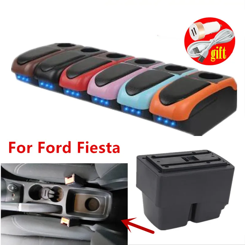 For Ford Fiesta Armrest box For Ford Fiesta MK7 Car Armrest 2009 2019