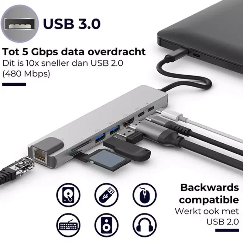 Hub Adaptador Usb Tipo C 8 En 1 Para Mac – SmartNestHub