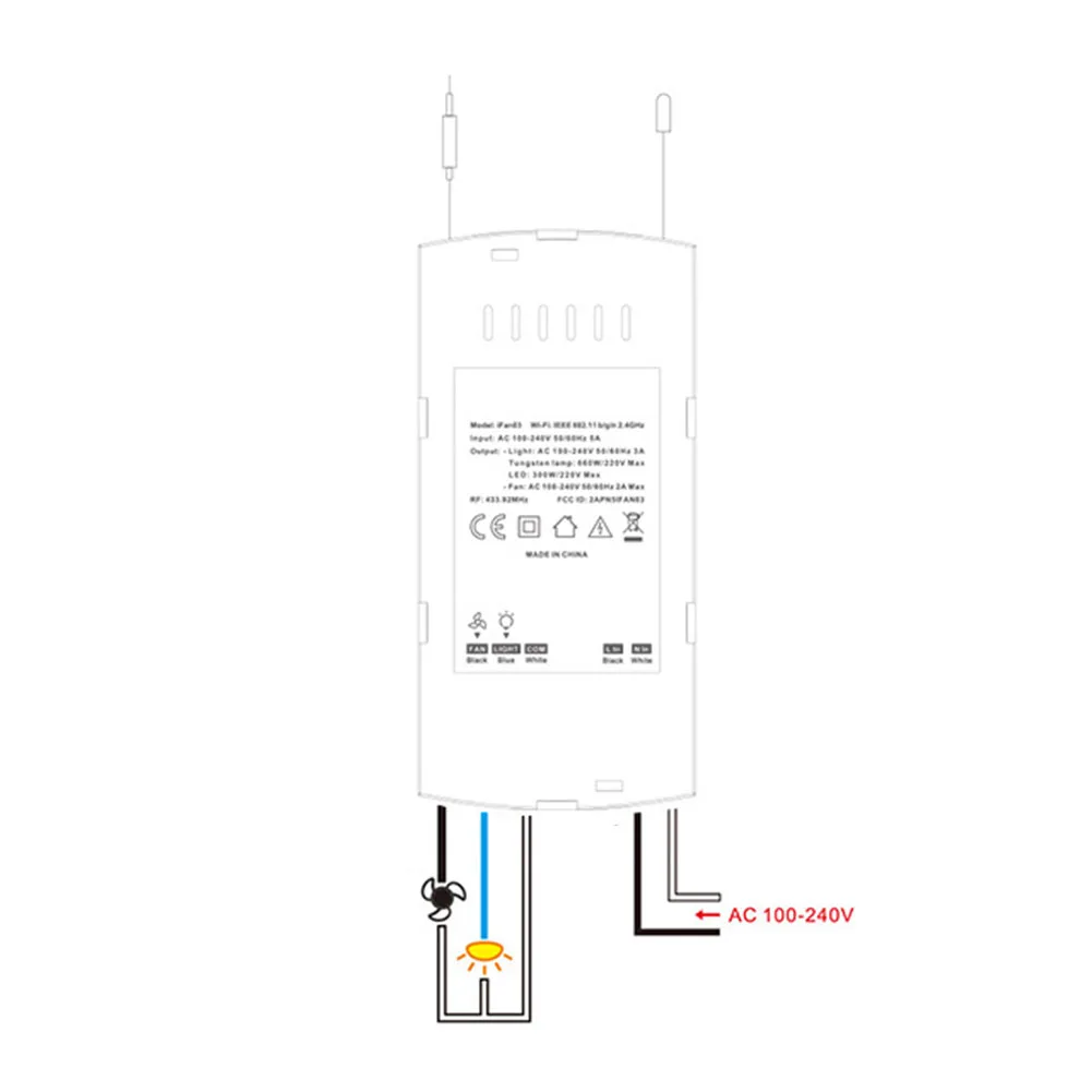 IFan04-L WiFi Ceiling Fan Lamp Controller with Remote