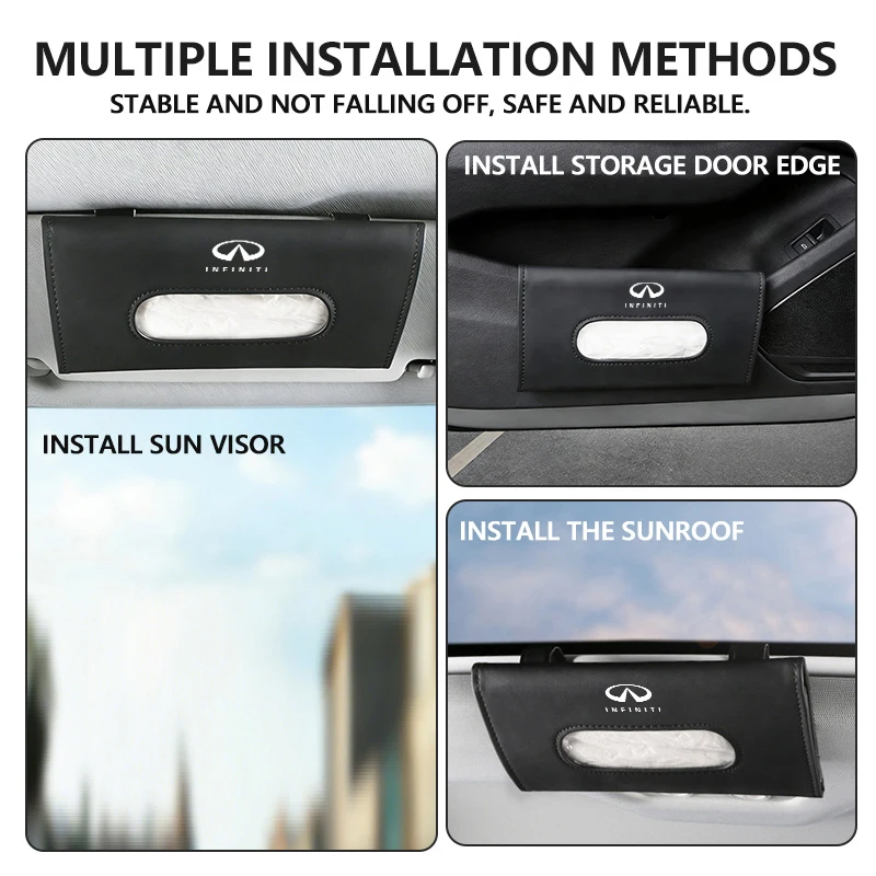 인피니티 FX35 Q30 G37 QX70 G35 QX50 QX60 QX80 QX30 JX35용 차량 티슈 박스, 햇빛 가리개, 시트 등받이 걸이형 티슈 케이스