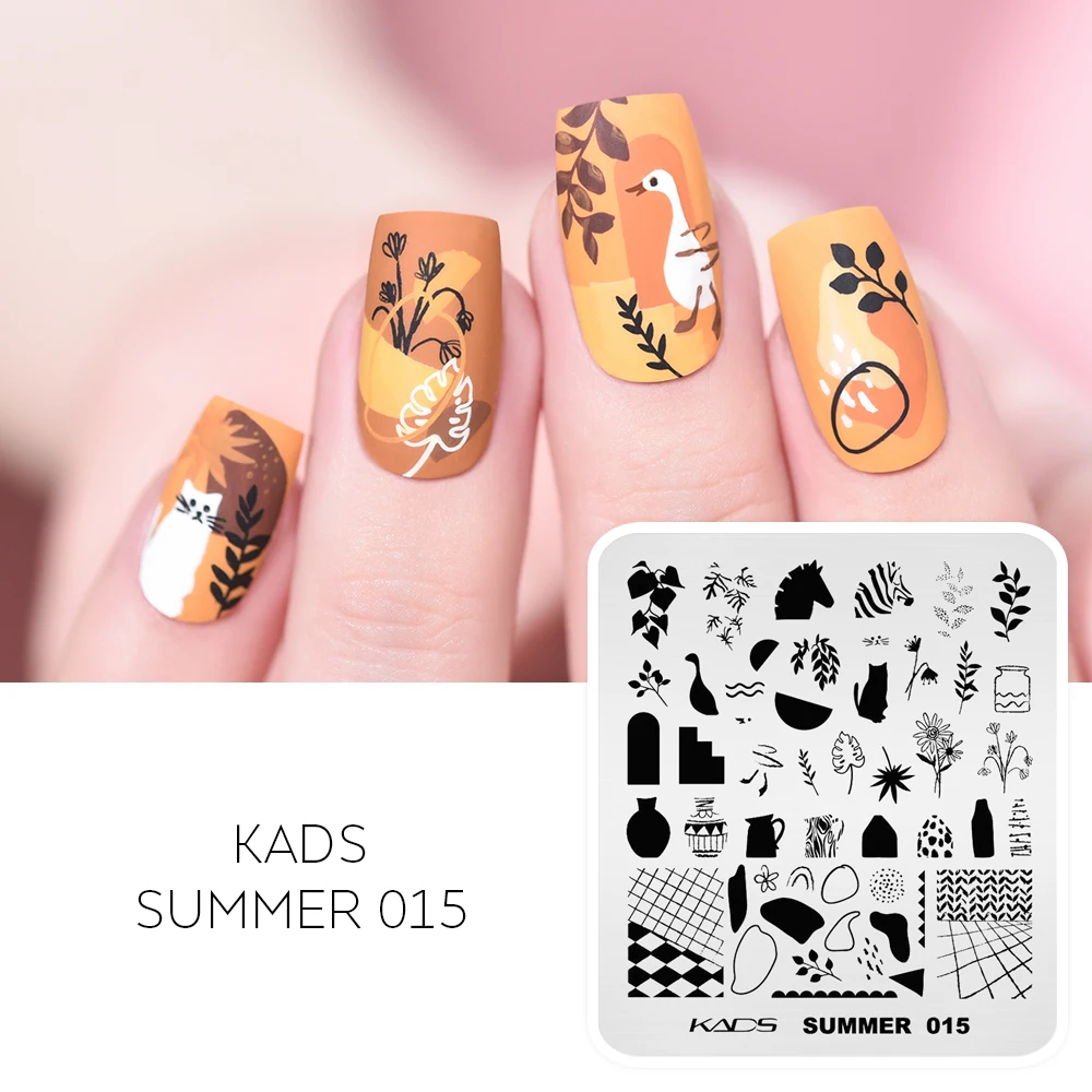 Kads Summer 015 Nail Art Plates Flower Vase Leaves Cat Zebra Stamping Plates  Tool Animal Image Stamp Templates Manicure Stencil - Nail Templates -  AliExpress
