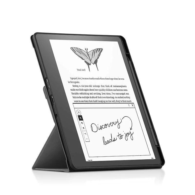 Premium PU Folding Stand Case with Soft Silicone Back and Pencil Holder