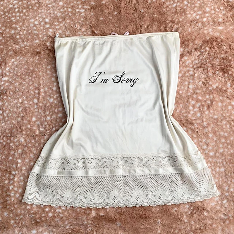 

Y2K Vintage Harajuku Letter Print Lace Trim Skirt Sexy Casual Chic Emo Girl Aesthetic Women's Clothes Grunge Rock Hip Hop Skirts