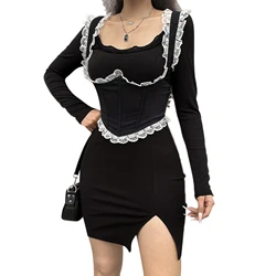 Ladies Temperament Short Corset Cummerbunds Girls Leisure Style Lace Splicing Back Tie Up Slim Camisole for Dating Shopping