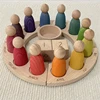 Wooden Perpetual Calendar Peg Dolls Figures Kids Learning Time Toys Open Ended Play Game Year Advent Calendar for Children 1