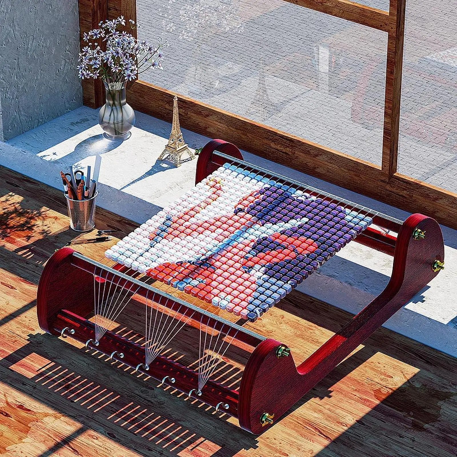 Wooden Bead Loom Kit with Threads Bead Weaving Loom Kit