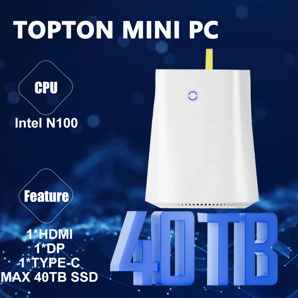 

TOPTON 2 Bay High-Performance Desktop NAS with Intel N100 Quad-core Processor Dual 2.5GbE Network Connectivity (Diskless)