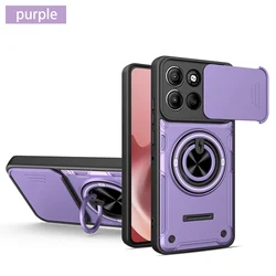 Shockproof Rotating Magnetic Bracket Case with Pro Ring Holder for Moto G16 (PURPLE)