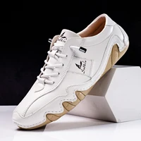 New 2024 Fashion Handmade Leather Casual Men Shoes Design Fall Sneakers Man Loafers Breathable Soft Flat Shoes Driving Shoes