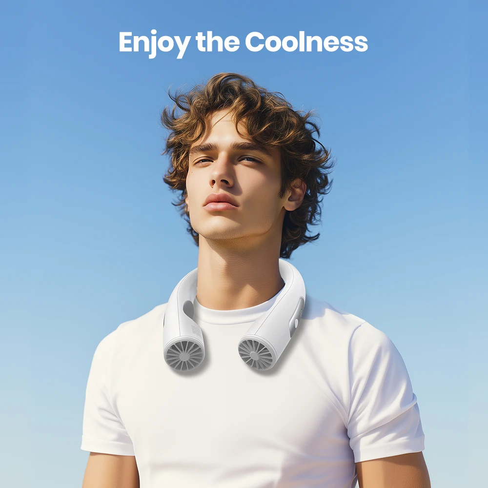 10000mAh Portable Neck Fan 4-Speed Rechargeable Personal Fan 360°Cooling 24H Run