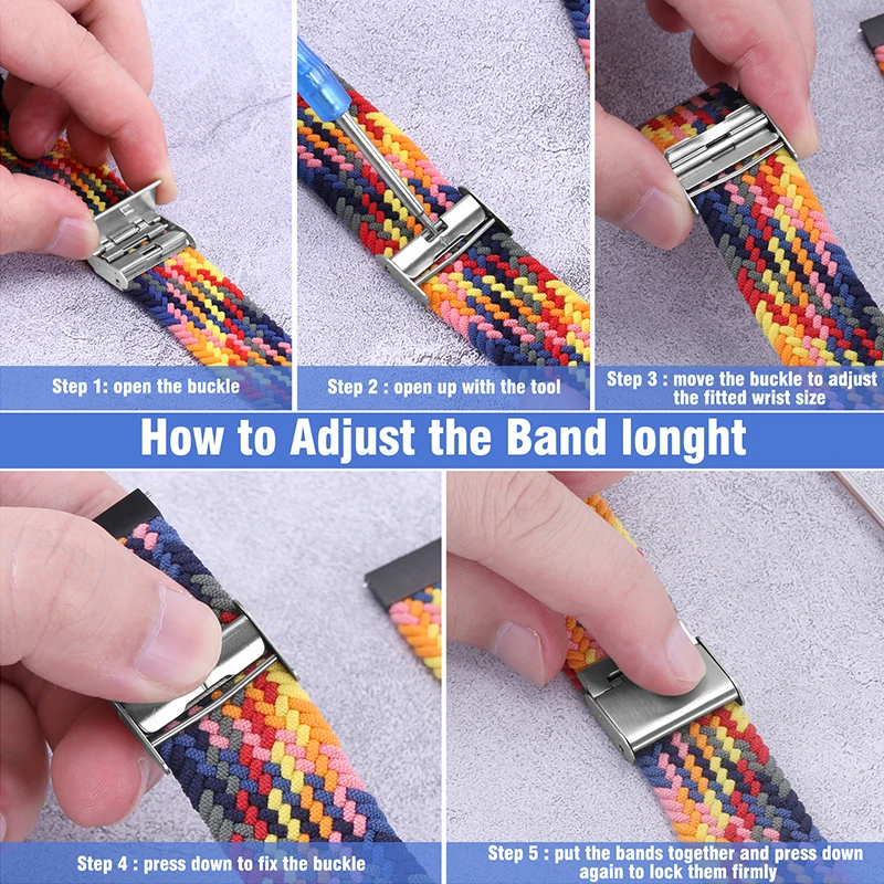 Nylon Braided Solo Loop Strap for Smartwatches - 20mm/22mm Band