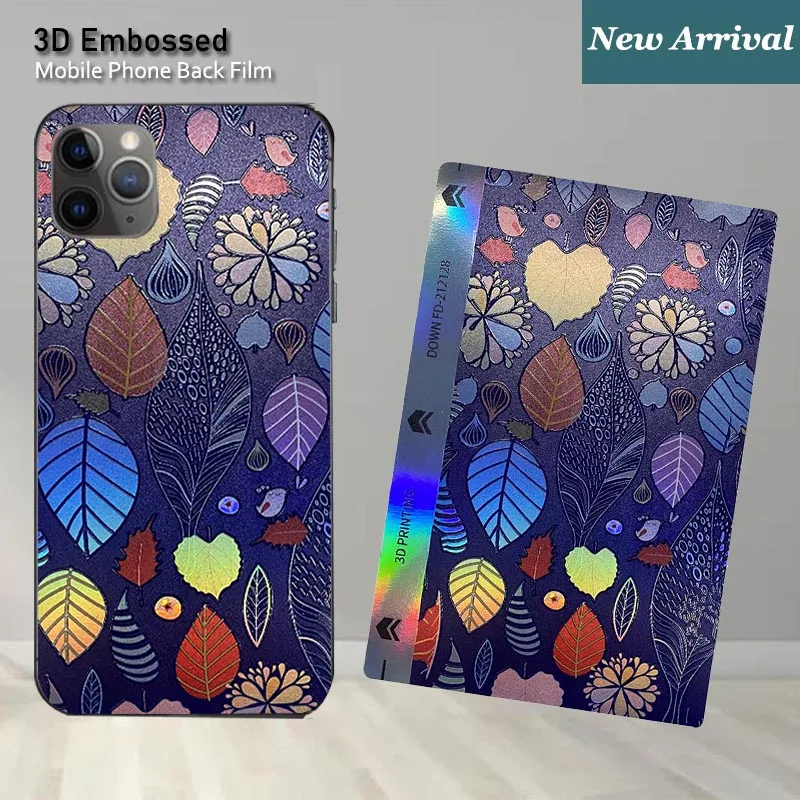 50 PCs 3D Embossed Glitter Print Phone Skin for Cutting Mahcine SS-890C Mobilephone Protective Films Back Housing Cover Stickers