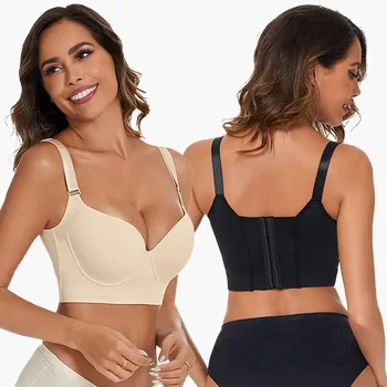 Push-Up Back Smoothing Bra Back Smooth Out Shaper Plus Size Wide Band Bras Shapewear Back Fat Smooth Underwear Shapers F Cup 1