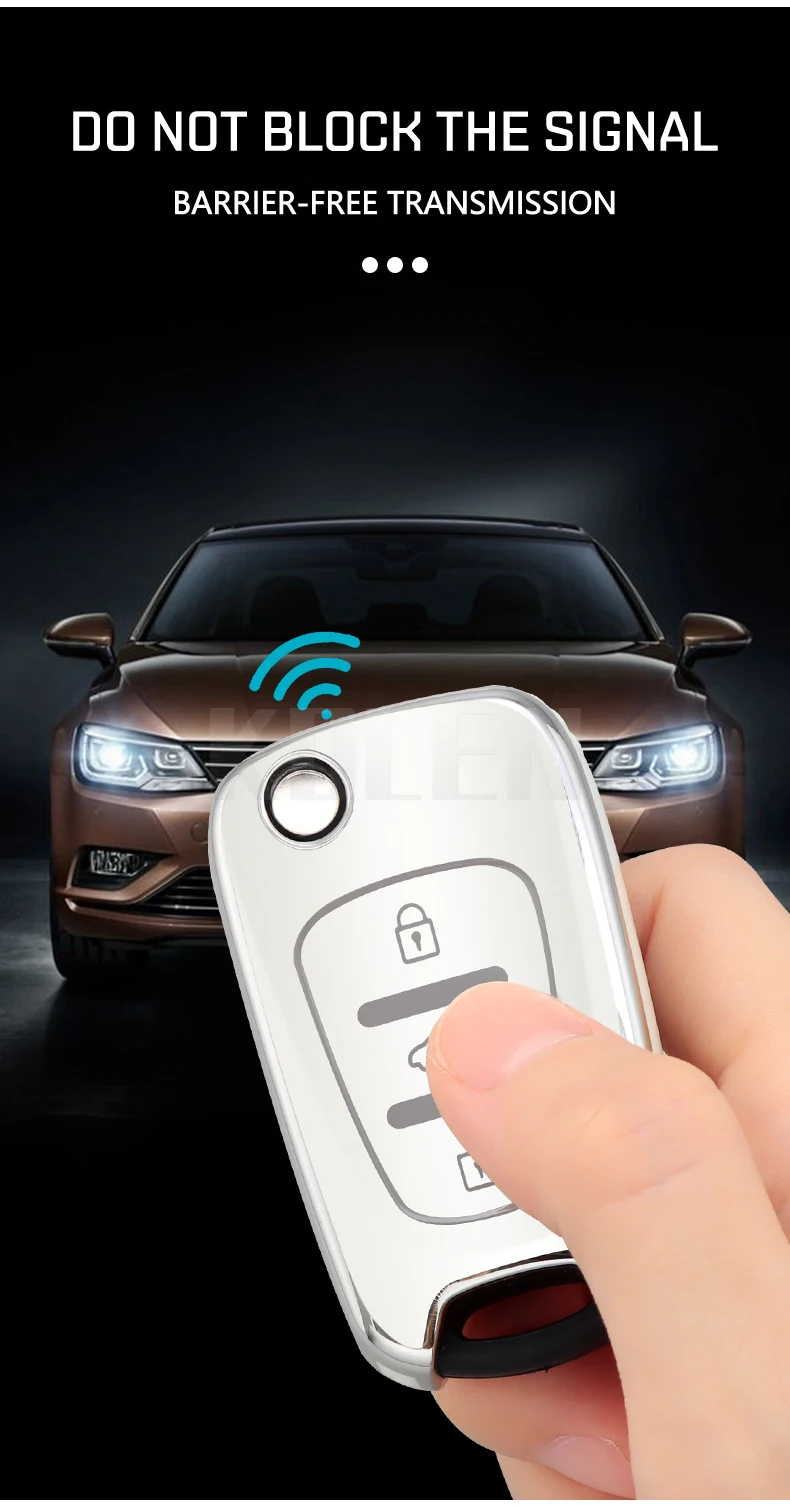 TPU Car Flip Key Case Cover Shell Fob per Hyundai I20 I30 Ix20 Ix35 Elantra Accent per KIA Sportage Rio 3 Soul Optima Ceed K5 K2 - S398b2bb8e3eb46ec92b207e07caae36cq