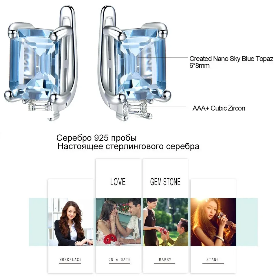 925 Sterling Silver Clip Earrings for Women Natural Gemstone Earrings