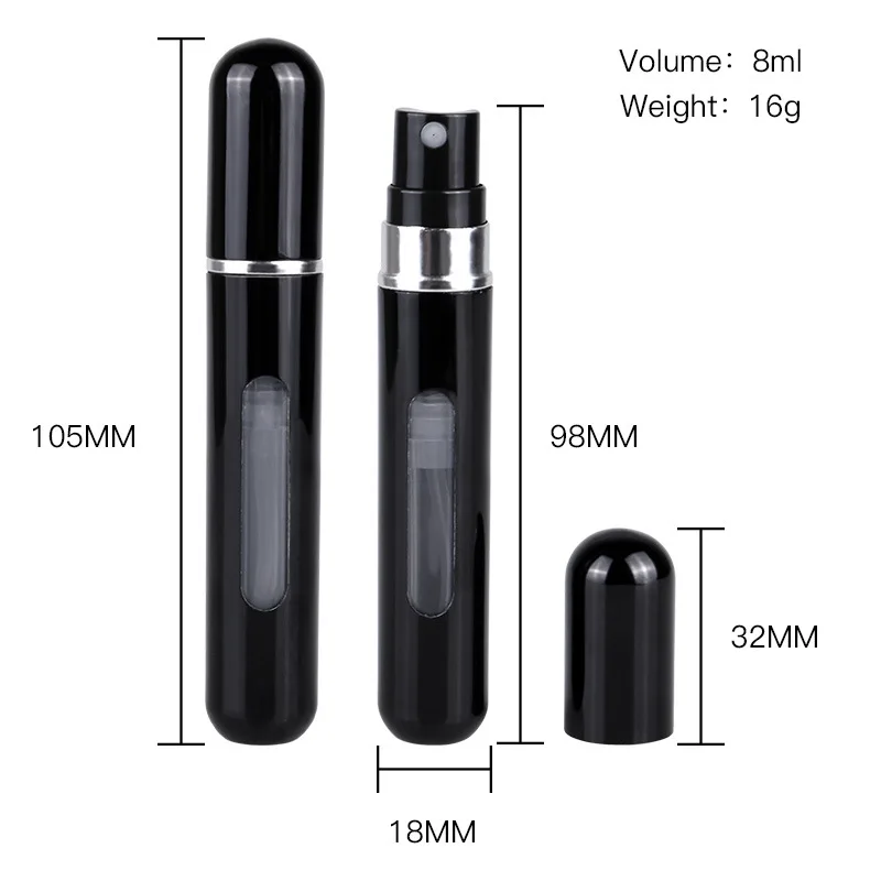 Perfume Refill Bottle 5ml 8ml Mini Portable Refillable Aluminum Atomizer Container Cosmetic Tool