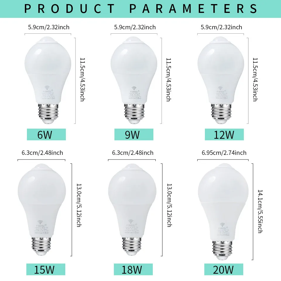4PCS E27 LED Radar Motion Sensor Bulbs 2