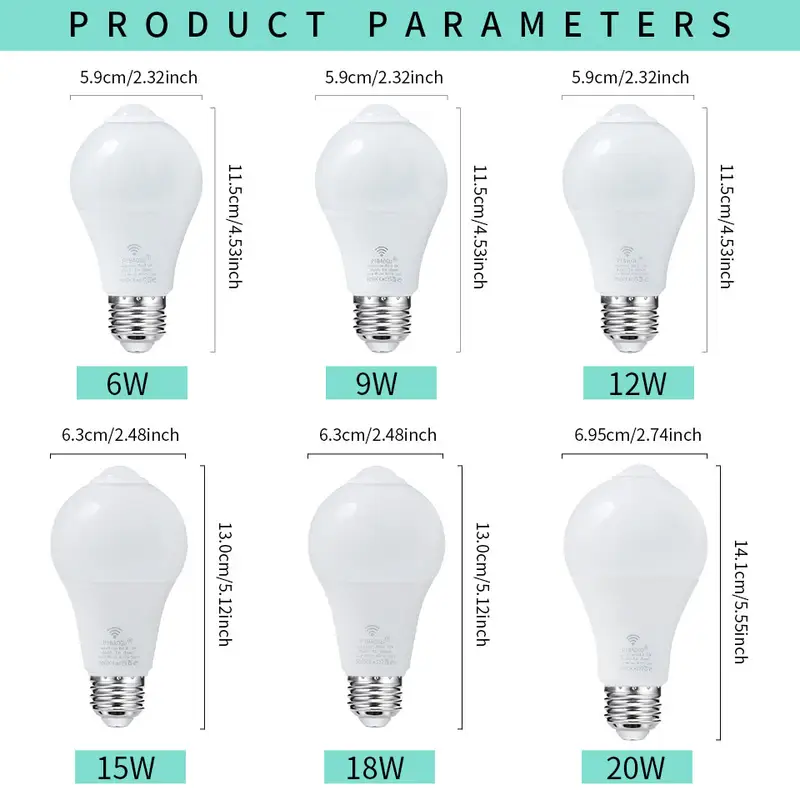 4PCS 20W 18W 15W 12W 9W 6WLampada LED E27 Radar Motion Sensor Light Bulb 189-265V Infrared Detection Smart Lamp Working in Night - Image 2