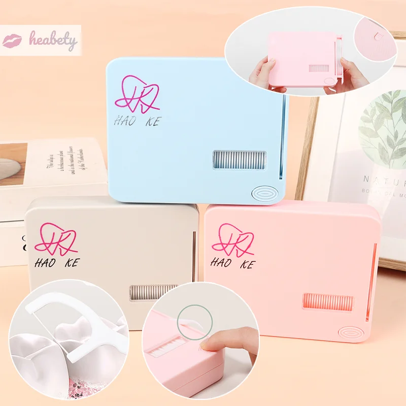 

Dental Floss Picks Dispenser Automatic Holder Dental Flosser Sticks Storage Box Portable Travel Plastic With 50Pcs Toothpicks